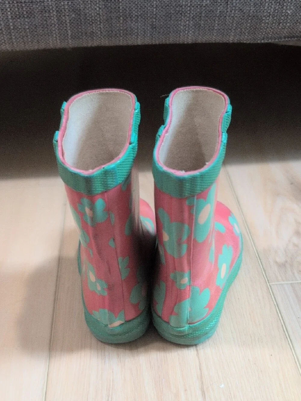 Hatley Kids Size 5 Floral Rain Boots - Pink & Teal